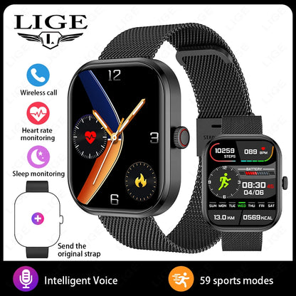 LIGE Fashion Smart Watches Women Bluetooth Call Women‘s Health Monitor Heart Rate Blood Pressure Fitness Digital Smartwatch Men