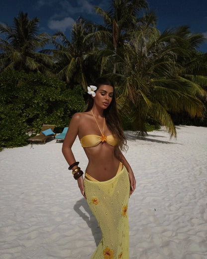 Sexy Swimsuit Bikini with Skirt Women Swimwear High Leg Swimwear Bathing Suit Beachwear Bandeau Biquini