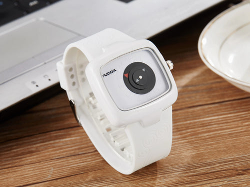 Unique Turntable Square Men Watch Quartz Wristwatch Creative MAN Watches erkek kol saati Relogio Masculino Black&White