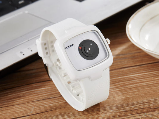 Unique Turntable Square Men Watch Quartz Wristwatch Creative MAN Watches erkek kol saati Relogio Masculino Black&White