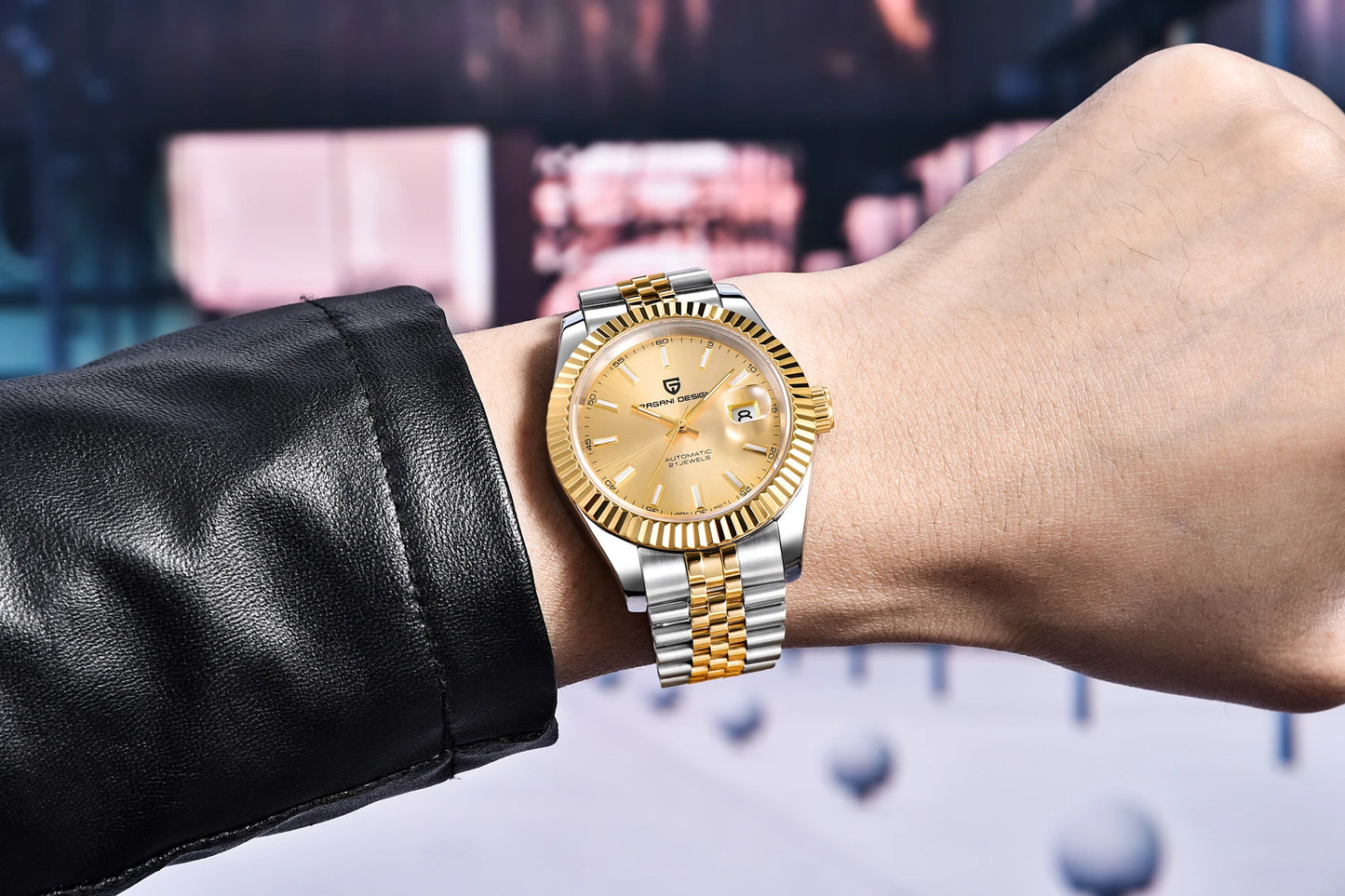 PAGANI DESIGN Watches Luxury Diamond Dial Mechanical Watch For Men Top NH35 Movt Sapphire Glass Stainless Steel Waterproof Watch