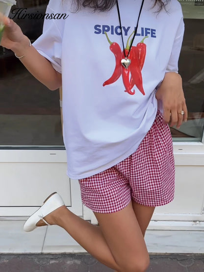 Hirsionsan Hot Girl Graphic Printed T Shirt Women Summer Cotton Soft Short Sleeve Casual Tee Female Oversized Higt Street Tops