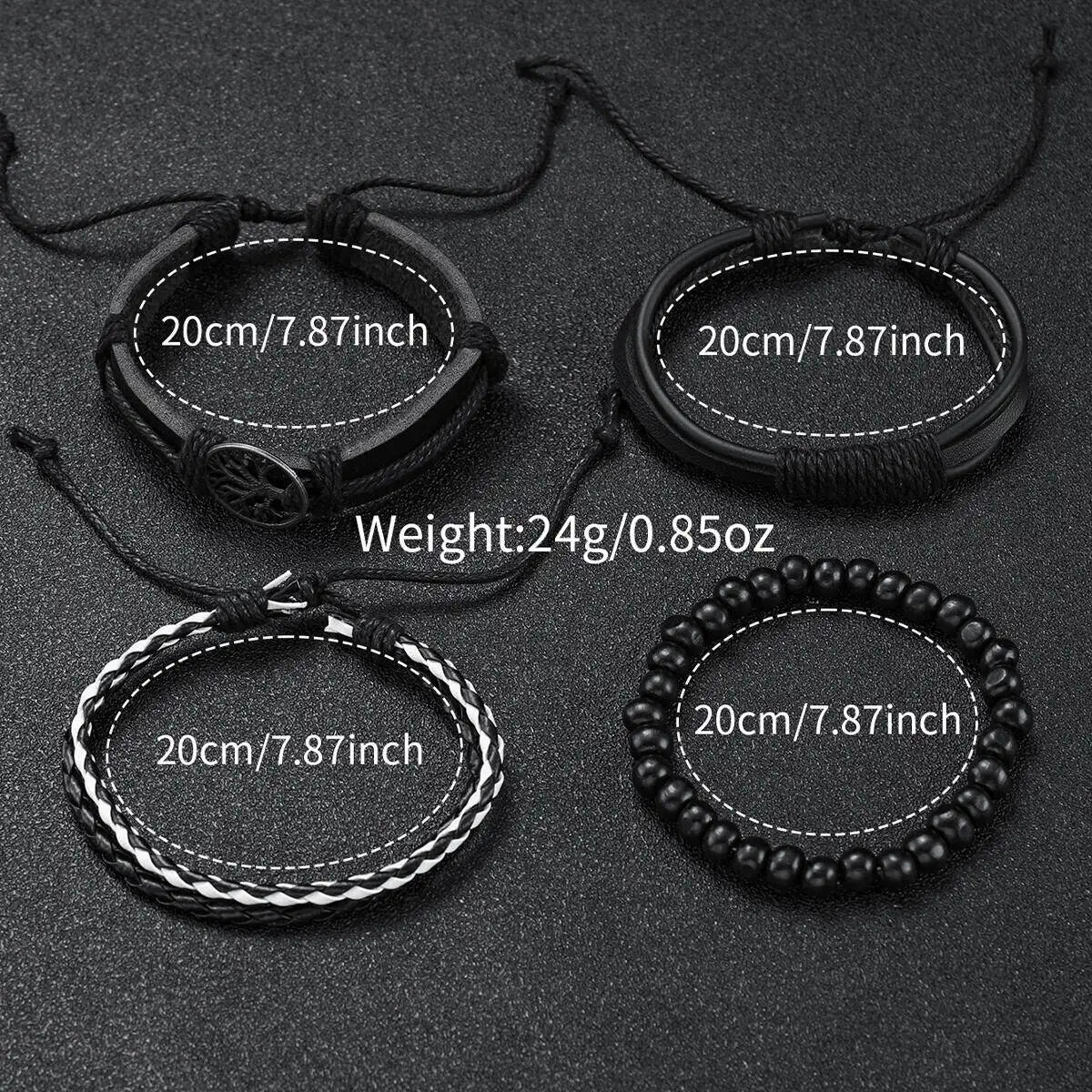 4/5PCS Fashion Leather Strap Men Business Watches Casual Mens Quartz Watch Vintage Bracelets Set Reloj Hombre（Without Box）