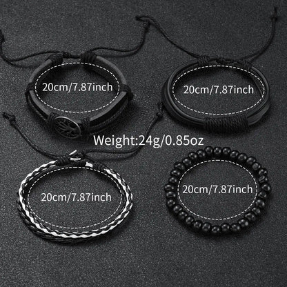 4/5PCS Fashion Leather Strap Men Business Watches Casual Mens Quartz Watch Vintage Bracelets Set Reloj Hombre（Without Box）