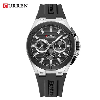 CURREN 8487 Casual Men's Quartz Wristwatch Multifunctional Chronograph Calendar Outdoor Sports Luminous Fashion Watches for Man