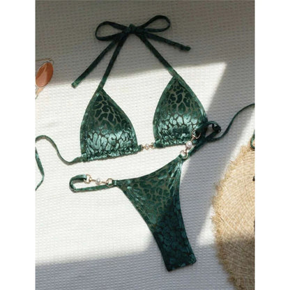 S - XL Leopard Halter Mini Micro Thong Bikini Women Swimwear Female Swimsuit Two-piece Bikini set Bather Bathing Suit Swim K5207