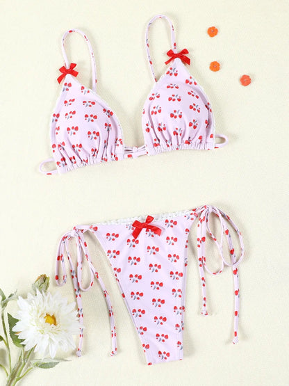 Mini Bowknot Bikinis Set for Women Patchwork Swimsuit Summer Beach Wear brown Thong Swimwear Swimming Bathing Suit 2025