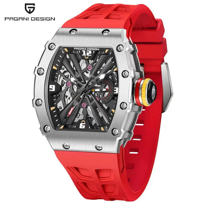 PAGANI DESIGN  Luxury Mens Quartz Watches Barrel Shape Waterproof Wrist Watch For Men VH65 Silicone Luminous Sapphire Mirror