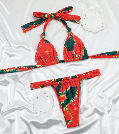 Tiedown Bikini for Women Triangle Swimwear Bathing Suit Brazilian 2-Piece Folds Bikinis Set solid Push Up Swimsuit New 2026