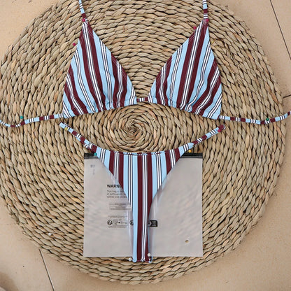 Micro Bikinis 2026 New Swimwear Women Swimsuit Sexy Brazilian Bikini Set Stripe Print Beachwear Bathing Suit biquini Female