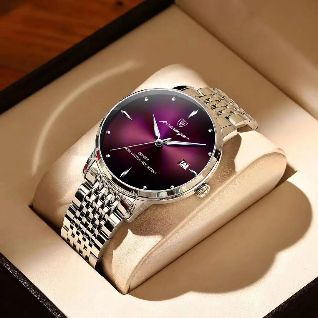POEDAGAR Luxury Sports Men Watch Waterproof Luminous Stainless Steel Date Wristwatch For Man Quartz Clock Business Men's Watches