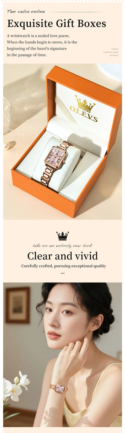 OLEVS 5641 Ladies Watch Fashion Luxury Original  Square Quartz Watch Waterproof Luminous Automatic Date Watches For Woman Gifts