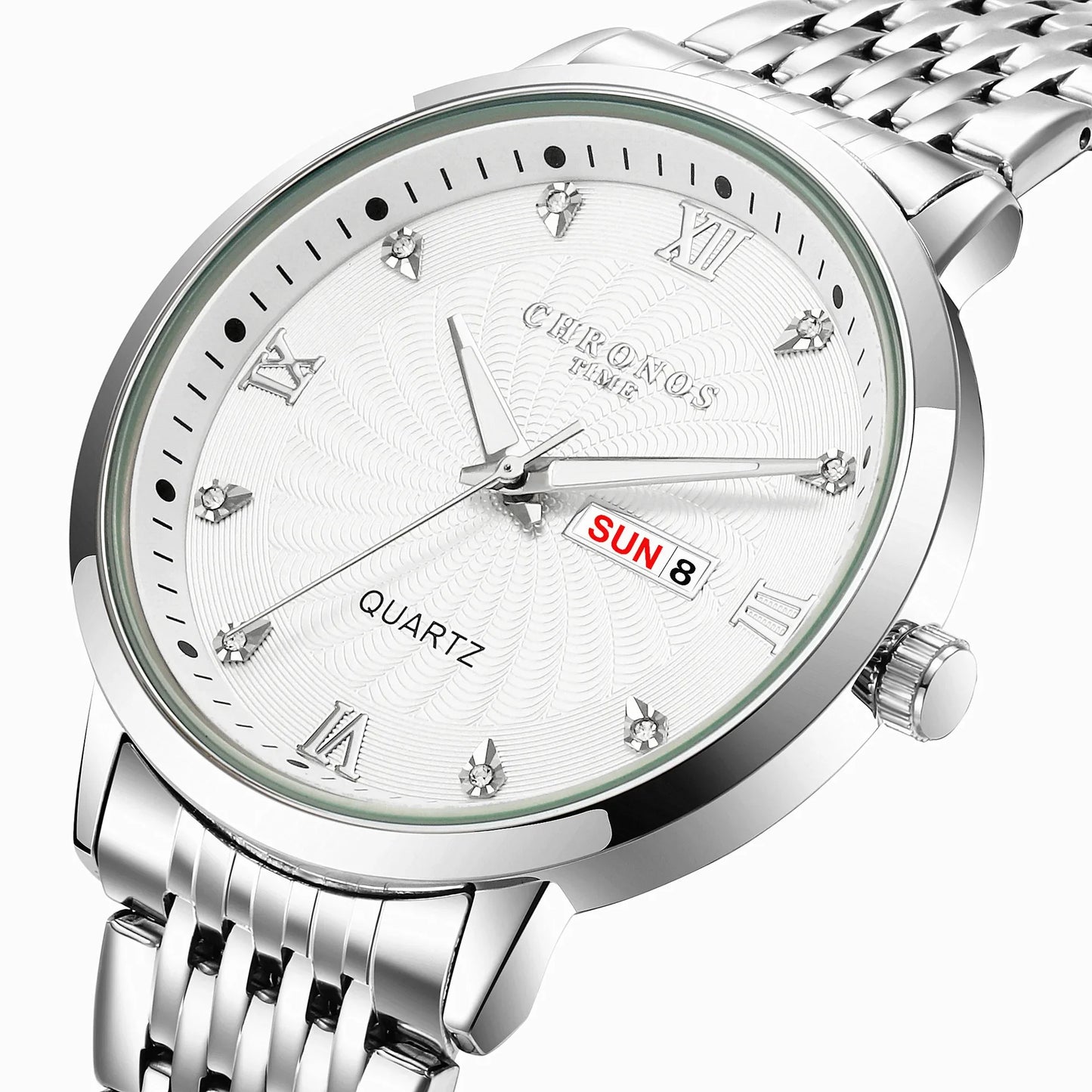 CHRONOS Mens Watch Waterproof Stainless Steel Business Men Wrist Watches with Calendar Auto Date Quartz Classic Office Timepiece