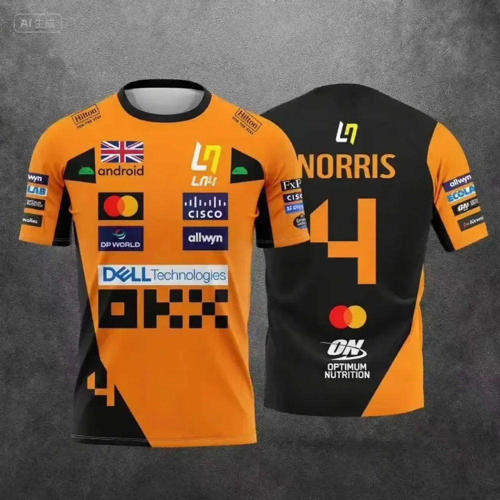 McLaren Racing Lando Norris Tee | 2025 NO.4 Edition Breathable Sportswear | Extreme Sports Inspired Short Sleeve Top