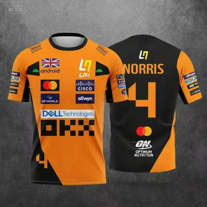 McLaren Racing Lando Norris Tee | 2025 NO.4 Edition Breathable Sportswear | Extreme Sports Inspired Short Sleeve Top