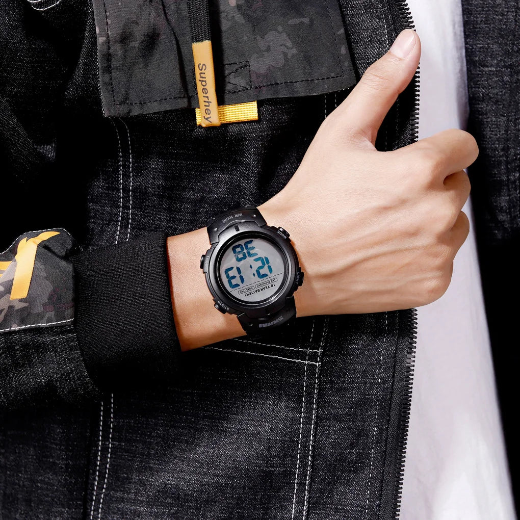 SKMEI 1560 Sport Electronics Watch for Men 100M Waterproof LED Display Digital Mens Wristwatches Stopwatch Military Reloj Hombre