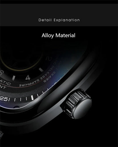 GLENAW Mechanical Watch for Men Breathable Leatherstainless Steel Automatic Skeleton Mens Watches Top Brand Luxury Reloj Hombre