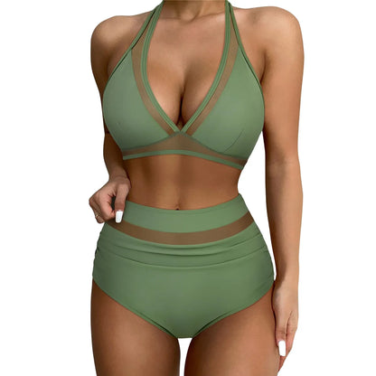 High Waist Bikini Set Sexy Push Up Swimsuit Women Black Beachwear Tummy Control Swimwear Adjustable Bathing Suit Bikinis 2024