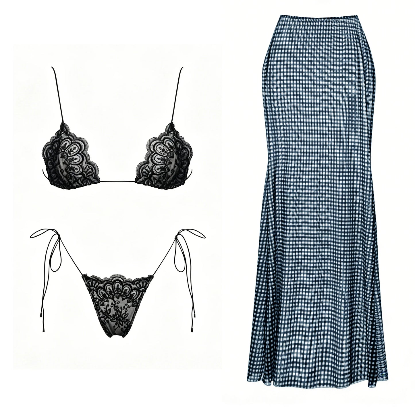 Mesh Bikini with Pants Swimsuit Brazilan Bikini Set Swimwear for Women Lace Halter Shirring 3 Pcs Bathing Suits Summer Female