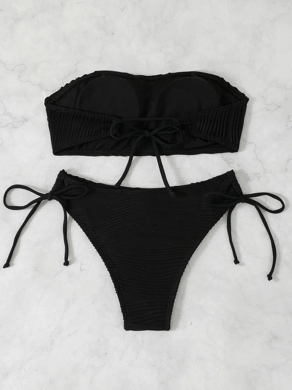 2026 Women Sexy Thong Swimsuit Push Up Swimwear Contrast Binding Bandeau Bikinis Female Bathing Suit Swimming Summer Beachwear