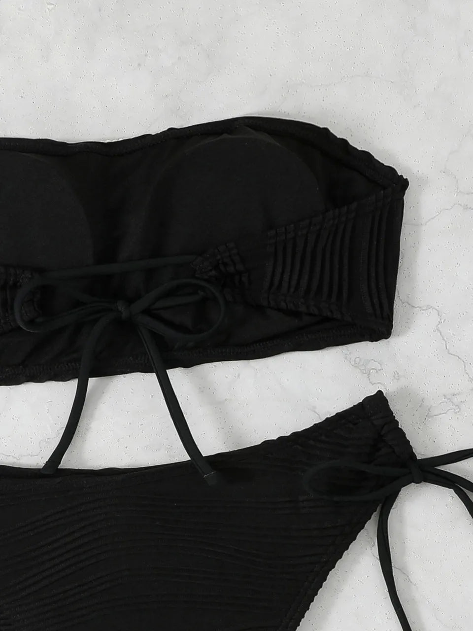 2026 Women Sexy Thong Swimsuit Push Up Swimwear Contrast Binding Bandeau Bikinis Female Bathing Suit Swimming Summer Beachwear
