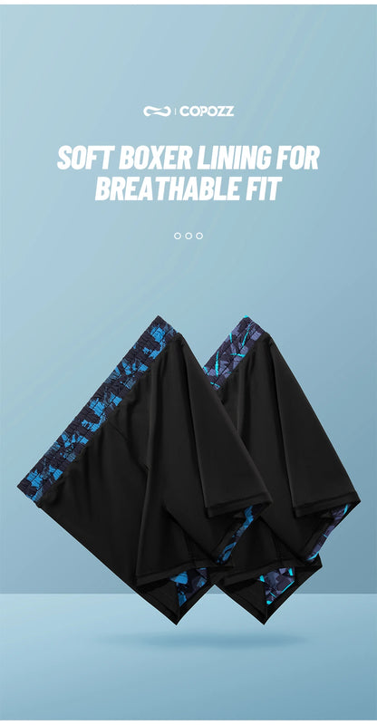 COPOZZ Summer Men's Beach Swimming Trunks Drawstring Elastic Waist Swimsuit Shorts Plus Size Quick Drying Swimwear Shorts Board