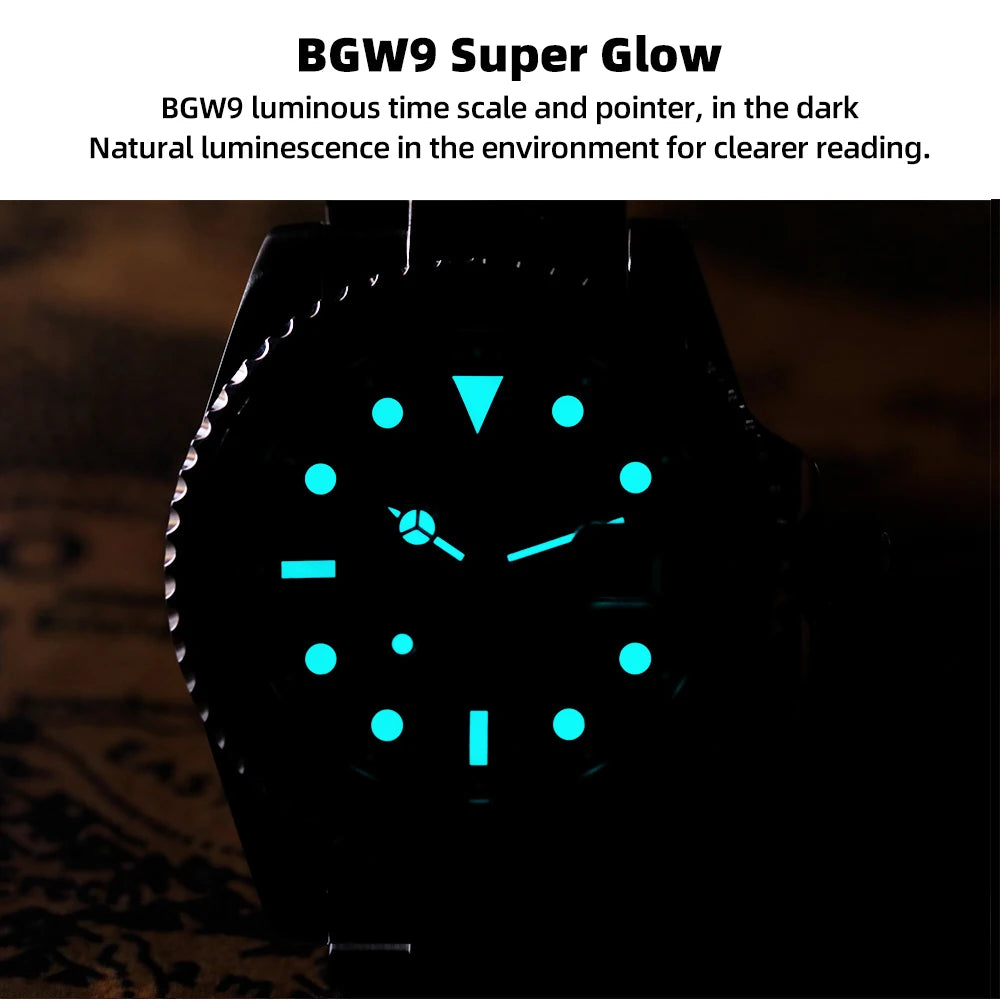 ADDIESDIVE Men's Watch BGW9 Super Luminous 316L Stainless Steel 20Bar Diving Quartz Steel Watches