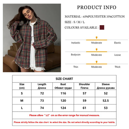 Clacive Fashion Loose Plaid Women's Shirt 2025 Vintage Lapel Long Sleeve Blouses Elegant Classic Blusas Top Female Clothing