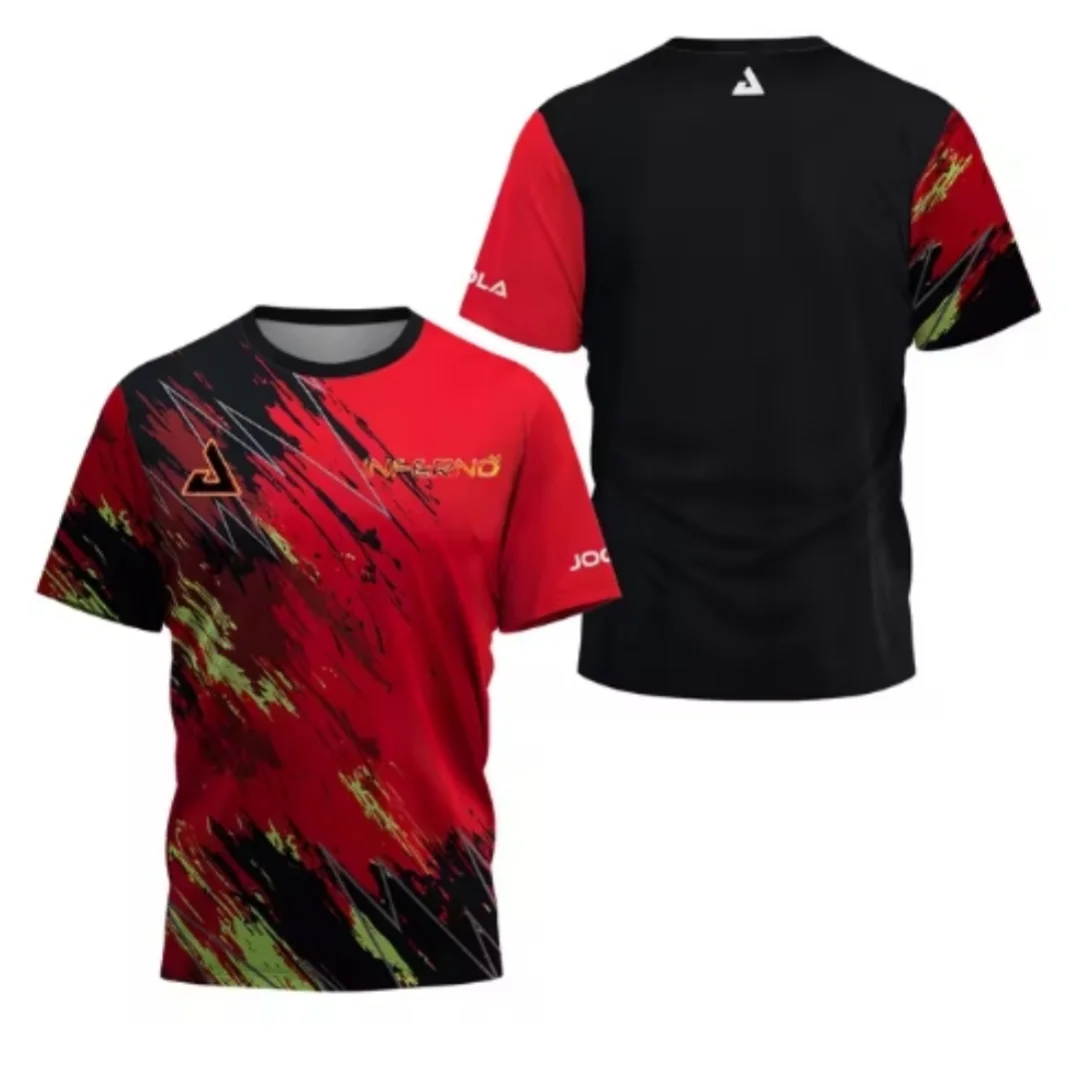 2024 New Men's T-shirt Summer Fashion Table Tennis Flower Printed Short sleeved Badminton Tennis Quick drying Short sleeved Men'