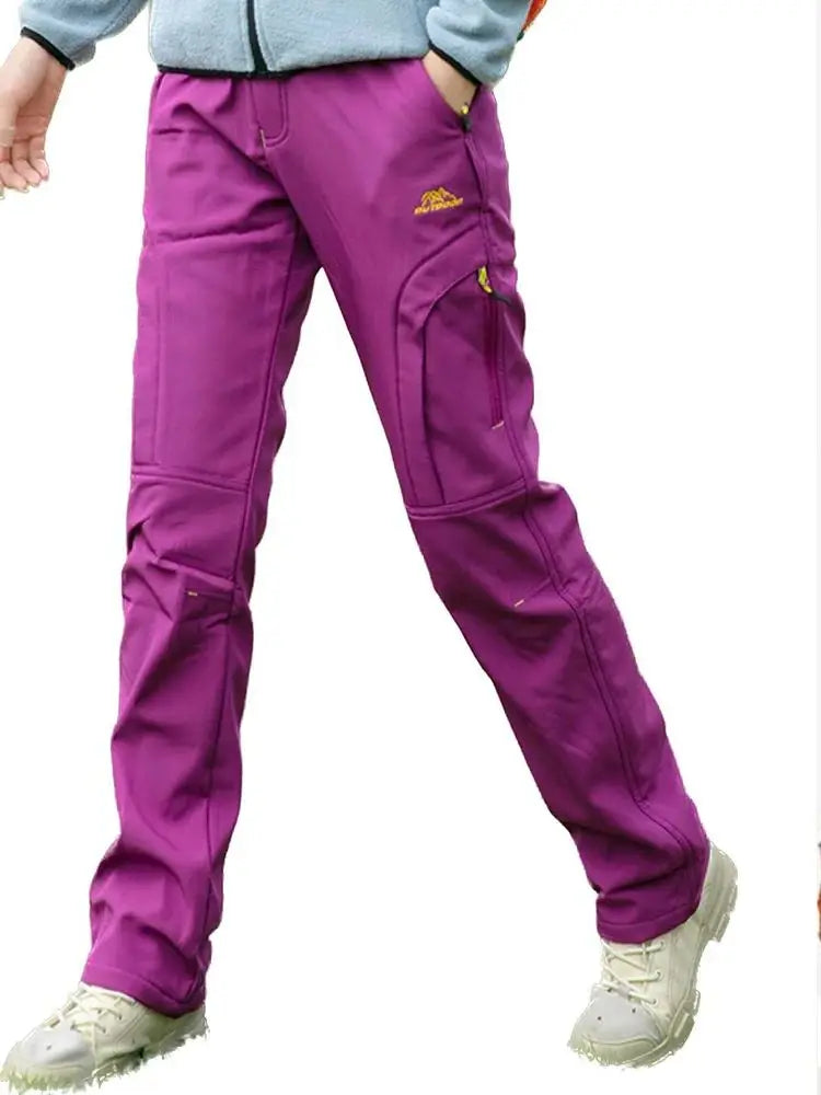 Thick Warm Fleece Hiking Pants Women Winter Waterproof Windproof Outdoor Soft Shell Rain Trousers Trekking Camping Ski Pants