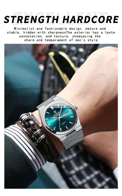 BINBOND Fashion B102 Men Business Watch Leisure Quartz Stainless Steel Buckle Watches Waterproof Luminous Calendar Men's Watches