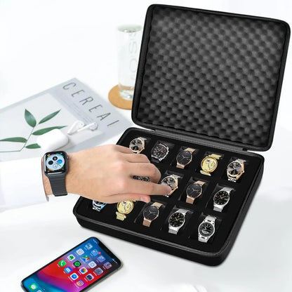 15 Slots Watch Box /Men Watch Display Storage Case Fits All Wristwatches and Smart Watches Up To 42mm Watch Case