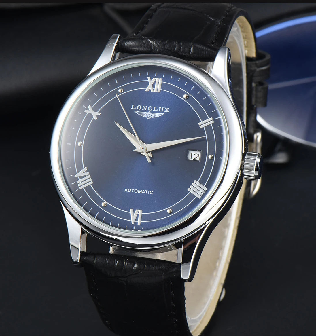 Men automatic watch simple mechanical watches  date waterproof fashion leather gift