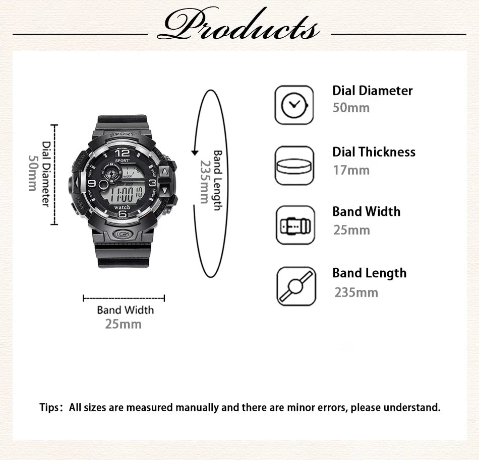 Cool Luminous Men Sport Watch High End Silicone Strap Military Wrist Watch Led Calendar Waterproof Digital Watches