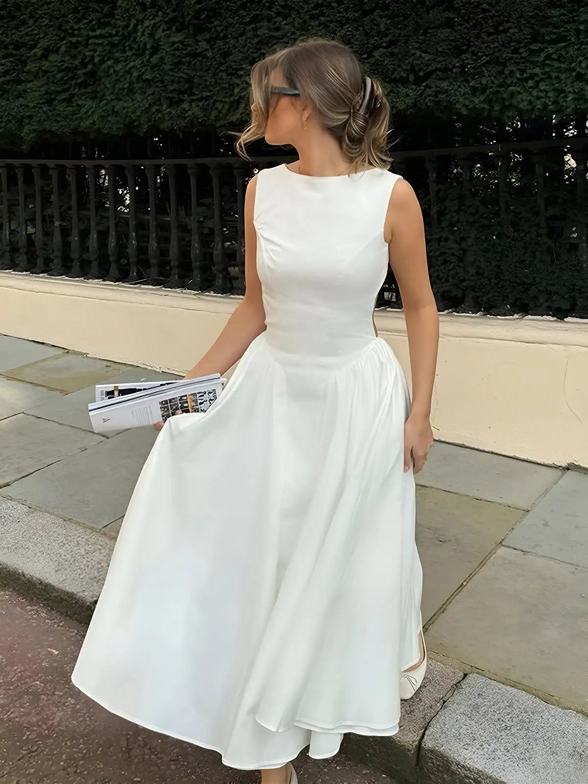 Ashgaily White Dress Women Halter Cotton Long Dress Lace Elegant Party Outfits Ladies Sexy Club Clothes