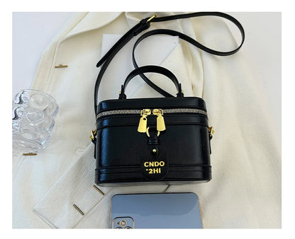 Women Fashion Tote Bucket Bags Solid Clor PU Leather Delicate Small Square Pack 2024 Trendy Female Crossbody Bag