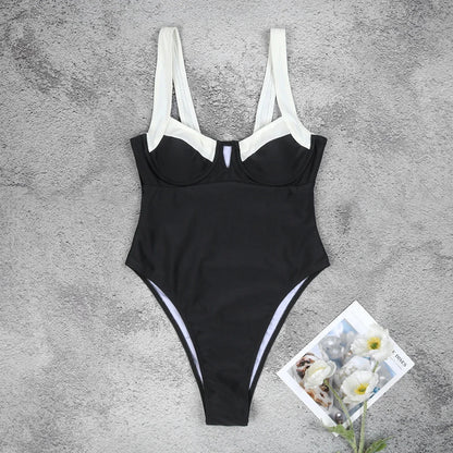 2025 Solid Thong Brazilian Bikinis Swimwear Women Swimsuit  Black White Bikini Set Bathing Suit Female Summer Beach Wear Biquini