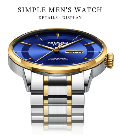 NIBOSI New Mens Watches Week Date Business Analog Quartz Dress Watches for Men Stainless Steel Waterproof Luminous Men Watches
