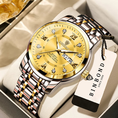 BINBOND Luxury quartz wristwatches luminous waterproof week auto date men's watch business sport clock fashion casual reloj