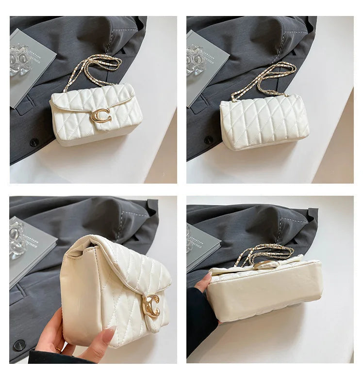 Cross-border rhombic embroidered shoulder bag chain messenger bag fashion classic underarm high-quality ladies small bag
