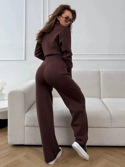 Blubelle Women's New Autumn Winter Zip Up Knit Set Trendy Slim Fit Cardigan Pants Chic Commuting Sweater Outfit