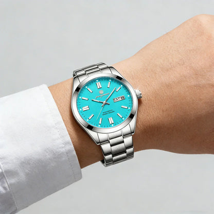 PAAZOMU Man Fashion Wristwatch Business Stainless Steel Band Quartz Men Watch Waterproof Luminous Date Square Men's Watches