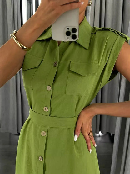 Women's Long Summer Dress Vintage A-line Casual Light Midi Dress Short Sleeve  Elegant Blue Green Dress for Women 2025
