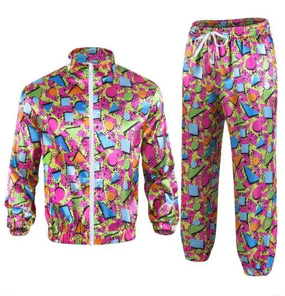 Women's Men's Costume 80s 90s Suit Party Accessories Disco Jacket Trousers  Outfit Women's Men's Costume Tracksuit for Carnival