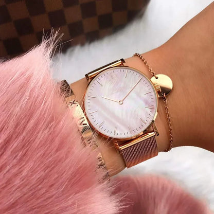 Minimalist Women Watch Luxury Metal Mesh Band Quartz Watches for Woman Fashion Ultra-thin Ladies Wristwatches Clock reloj mujer