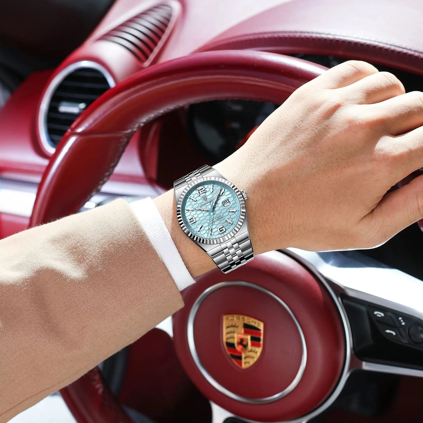 POEDAGAR Fashion Exquisite Men Wristwatches Waterproof Luminous Date Luxury Man Watch Stainless Steel Quartz Men's Watches Reloj