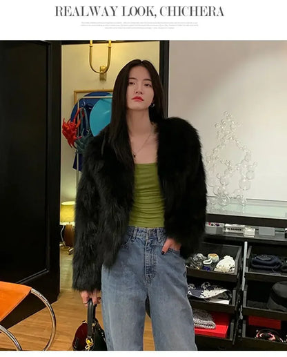 Faux Fur Coat Womens Clothing 2026 New Fashion Casual Imitation Fox Fur Coat Female  Short Loose Comfortable Winter Jacket