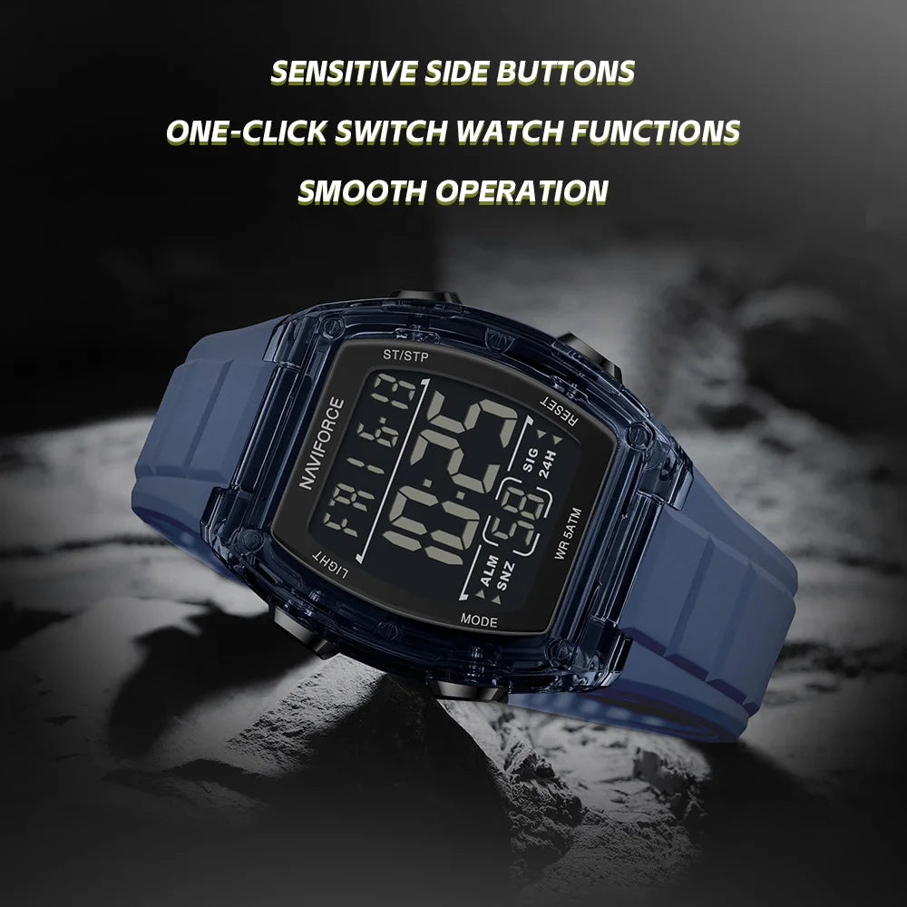 NAVIFORCE Top Brand Luxury Mens Watches Alarm Stopwatch LED Digital Backlight Display Waterproof Sport Watch Men Montre Homme