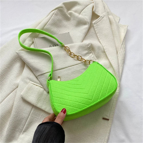 Women's Mini Felt Shoulder Bag - Ergonomic Underarm Saddlebag Purse Shoulder Pouch Simple Light Weigh Underarm Bag
