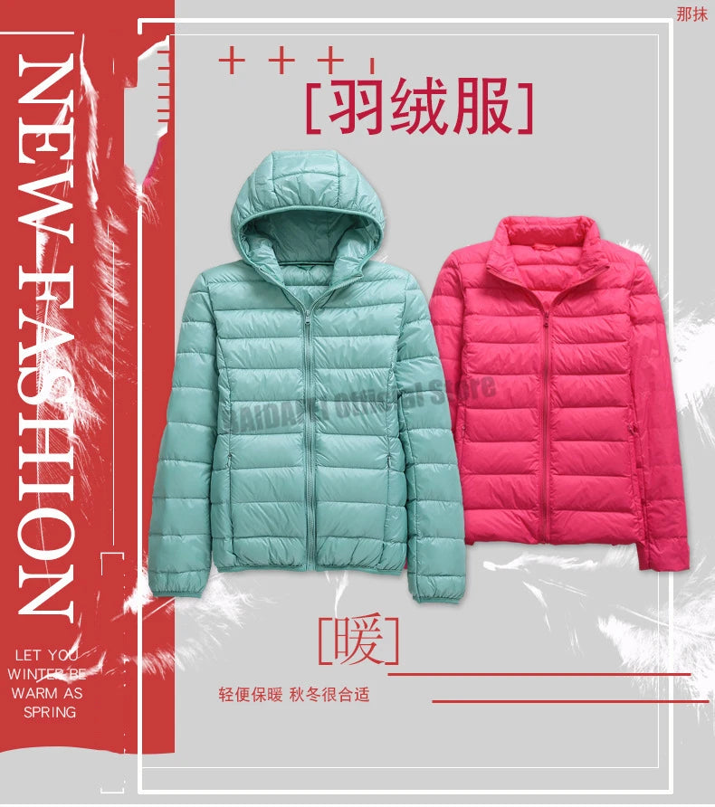 15 Colors Women Puffer Jackets Plus Size 5xl 6xl 7xl 2025 New Spring Autumn Hooded Female Ultra Lightweight Packable Down Coats